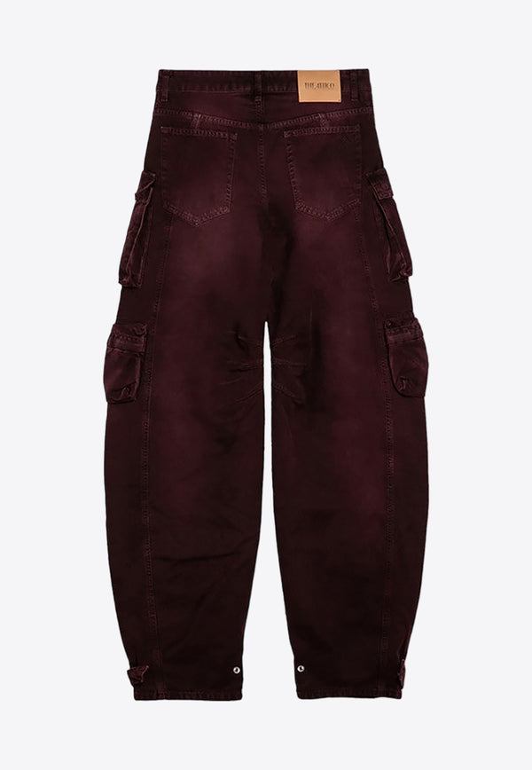 The Attico Washed-Effect Denim Cargo Pants Burgundy  247WCP84D088/P_ATTIC-729