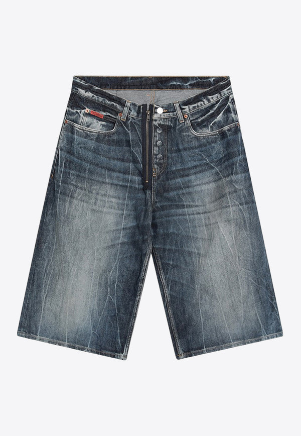 Martine Rose Logo Patch Zip-Up Denim Shorts Blue 247WD07515CO/Q_MARTI-BLU