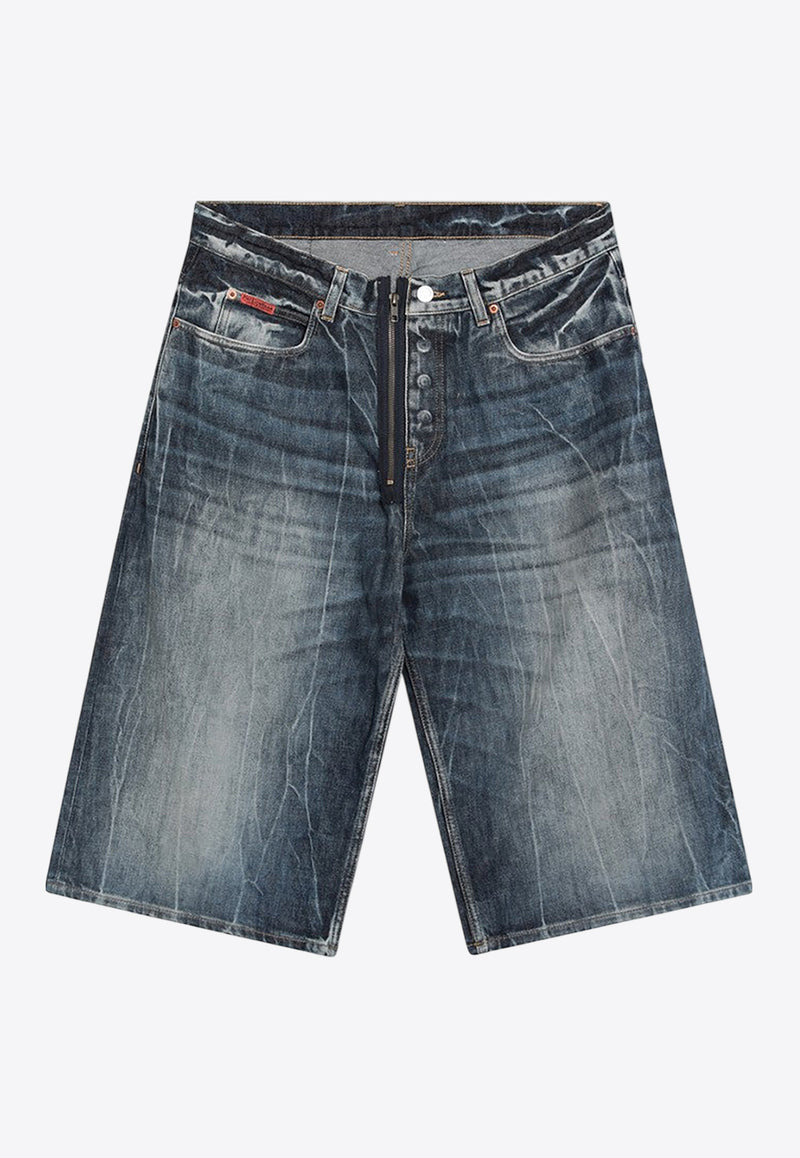 Martine Rose Logo Patch Zip-Up Denim Shorts Blue 247WD07515CO/Q_MARTI-BLU
