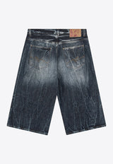 Martine Rose Logo Patch Zip-Up Denim Shorts Blue 247WD07515CO/Q_MARTI-BLU