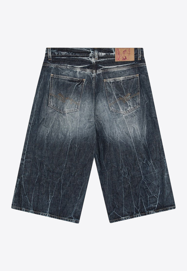 Martine Rose Logo Patch Zip-Up Denim Shorts Blue 247WD07515CO/Q_MARTI-BLU