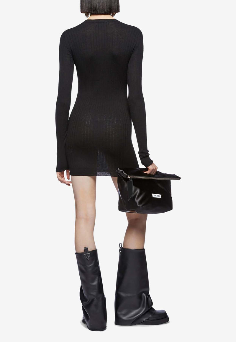 The Attico Ribbed Knit Mini Dress Black 248WCA348_KWS001_100