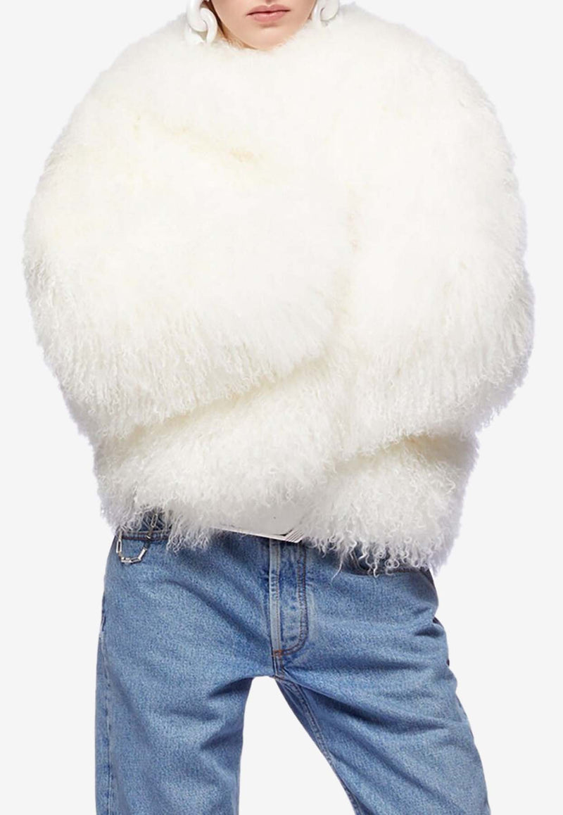 The Attico Short Fur Coat White 248WCB44_FUR2_001