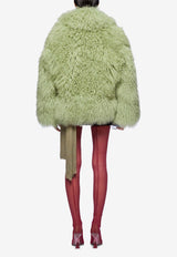 The Attico Short Fur Coat Green 248WCB44_FUR2_277