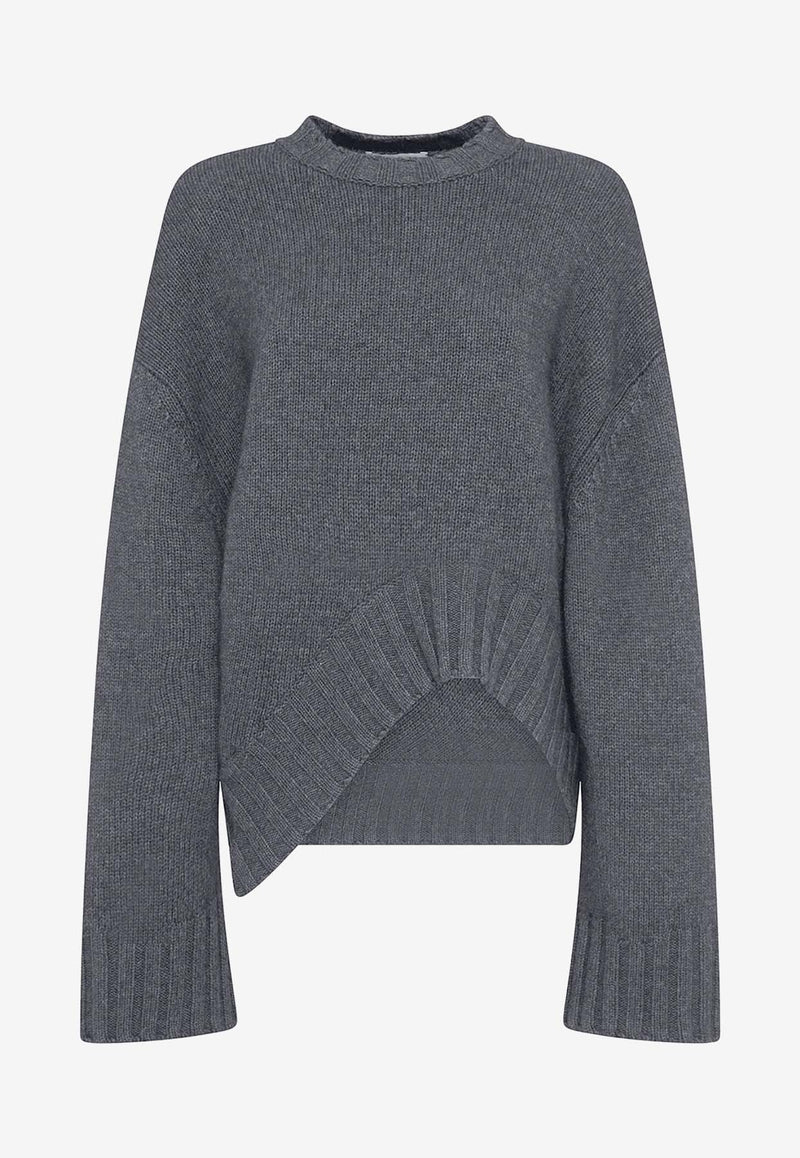 The Attico Oversized Jacquard Wool Sweater Gray 248WCK107_KW046_084