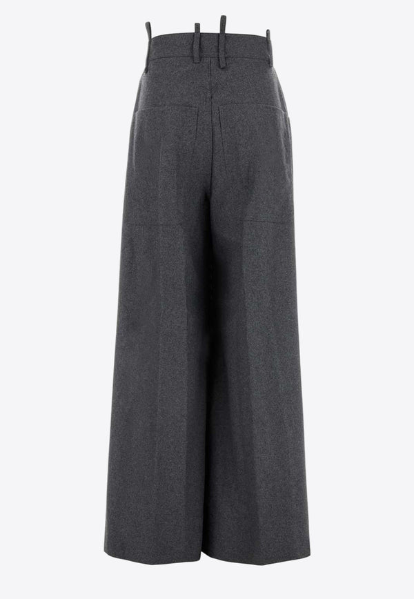 The Attico Wide-Leg Wool Pants Gray 248WCP148W055GREY