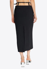 The Attico Belted Midi Pencil Skirt Black 248WCS225E100BLACK