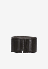 Niccolò Pasqualetti Rigid Croc-Embossed Leather Bracelet Brown NP07G025LEA_BROWN