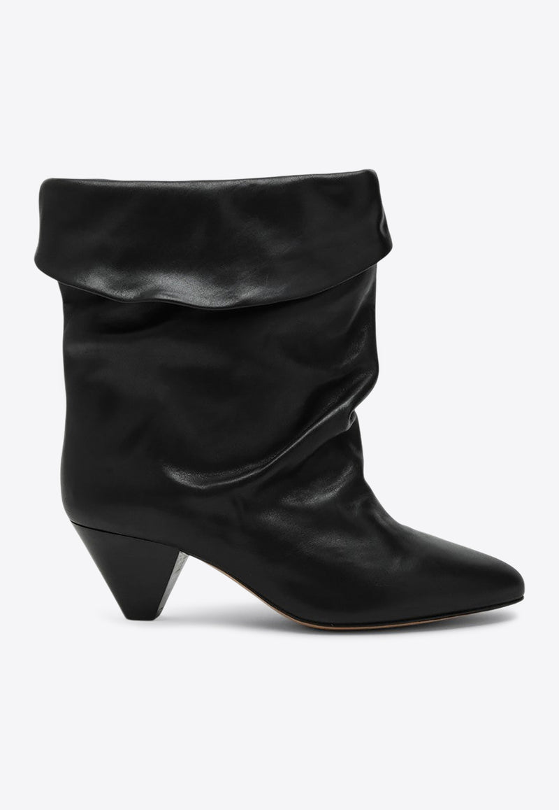 Isabel Marant Riska 40 Turn-Up Leather Boots Black 24ABO0126FAB3A04S/P_ISAMA-01BK