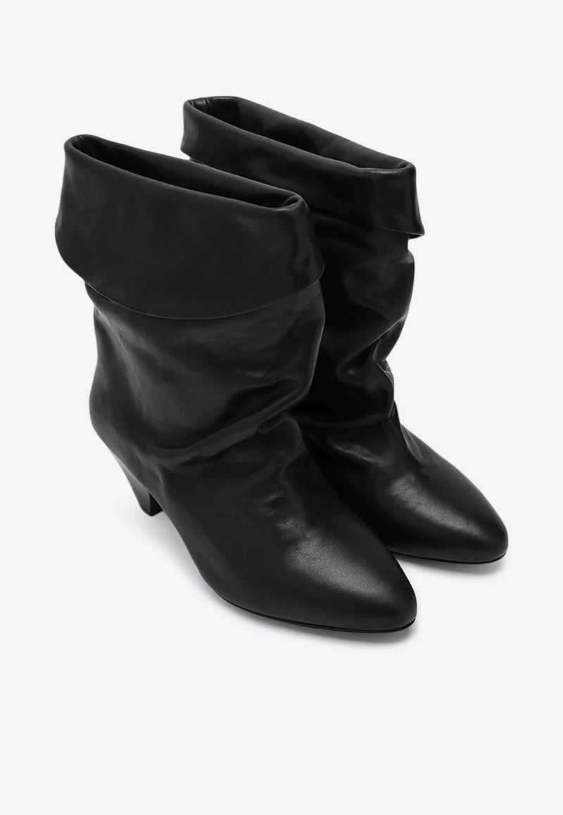 Isabel Marant Riska 40 Turn-Up Leather Boots Black 24ABO0126FAB3A04S/P_ISAMA-01BK