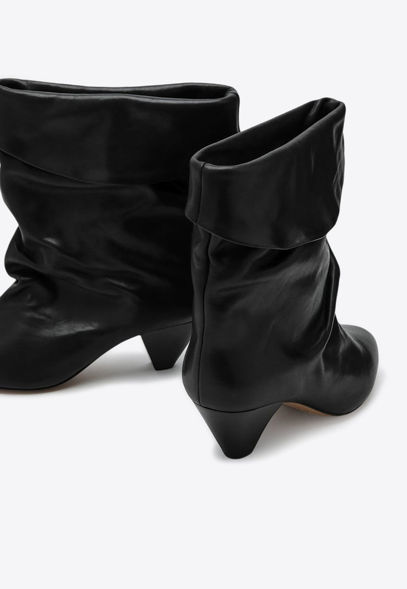 Isabel Marant Riska 40 Turn-Up Leather Boots Black 24ABO0126FAB3A04S/P_ISAMA-01BK