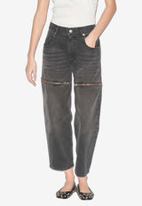 Isabel Marant Salia Zipper Straight Jeans 24APA0389FA-B3H02EBLACK