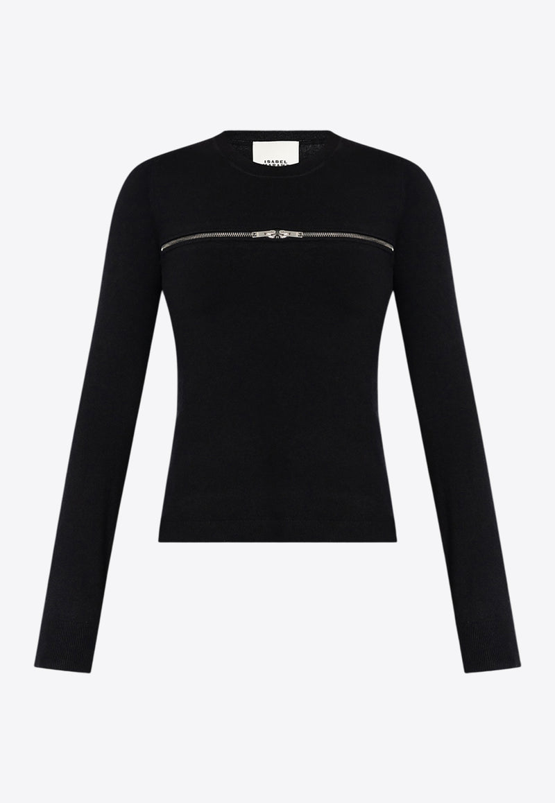 Isabel Marant Gio Zipped Knit Top 24APU0319FA-B1L05IBLACK