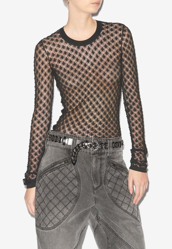 Isabel Marant Zavia Openwork Knit Top 24APU0526FA-B3L03IBLACK