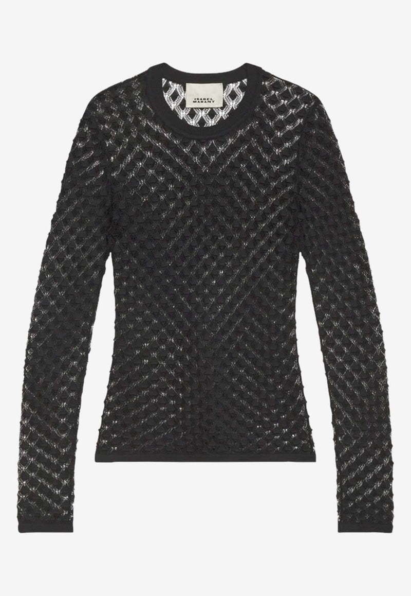 Isabel Marant Zavia Openwork Knit Top 24APU0526FA-B3L03IBLACK