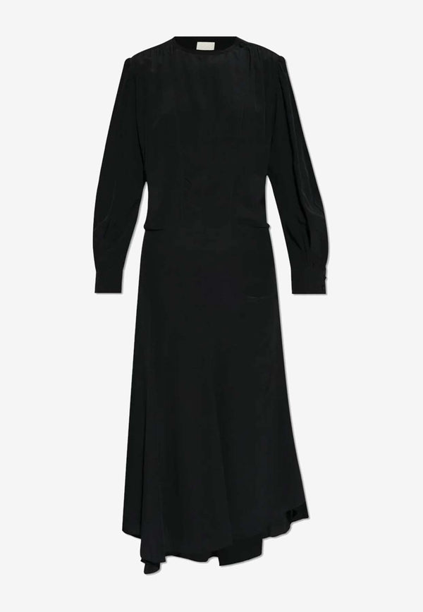 Isabel Marant Hanane Long-Sleeved Midi Dress 24ARO0571FB-B3J12IBLACK