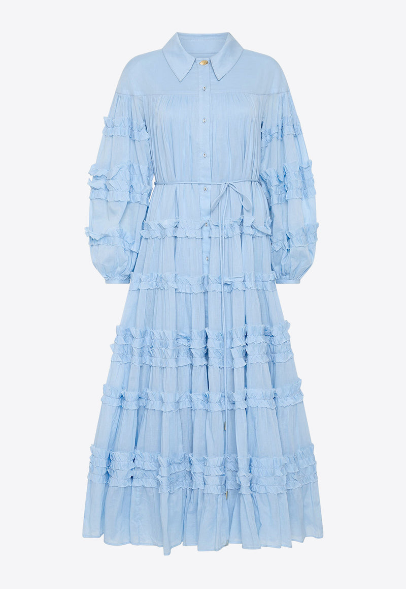 Aje Pastiche Tiered Maxi Shirt Dress 24AW5328BLUE