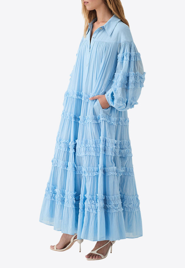 Aje Pastiche Tiered Maxi Shirt Dress 24AW5328BLUE