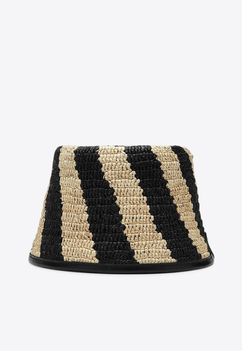 Jacquemus Le Bob Soli Striped Raffia Bucket Hat Black 24E245AC6423060_JACQM-1FY