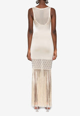 Paco Rabanne Fringed Sleeveless Maxi Dress Nude 24FMRO826_ML0282_P260