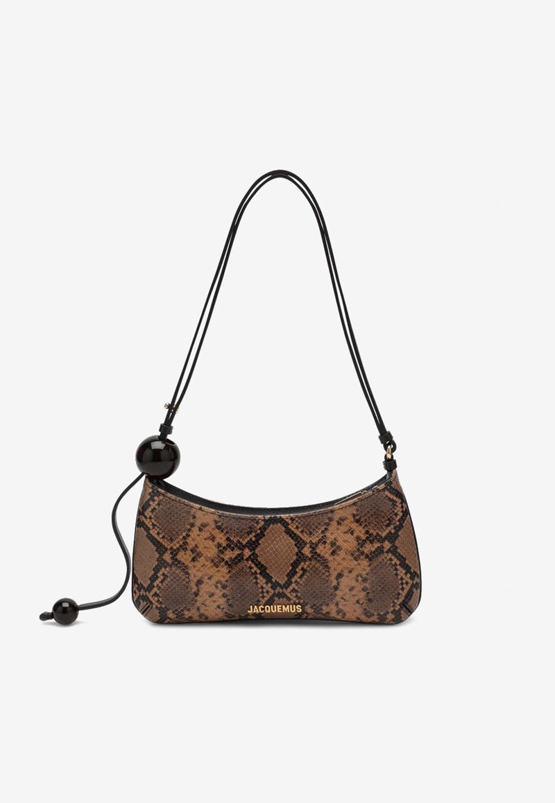 Jacquemus Le Bisou Perle Python-Embossed Shoulder Bag Brown 24H231BA0573198/P_JACQM-810