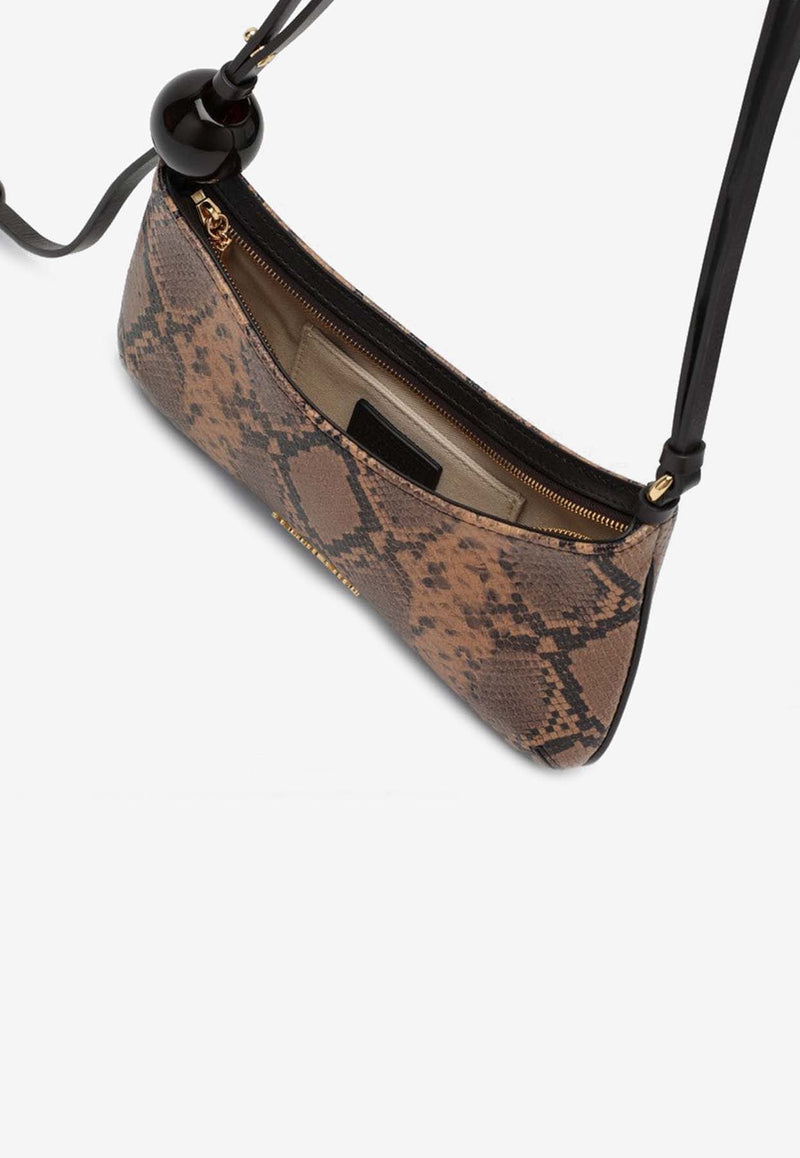 Jacquemus Le Bisou Perle Python-Embossed Shoulder Bag Brown 24H231BA0573198/P_JACQM-810