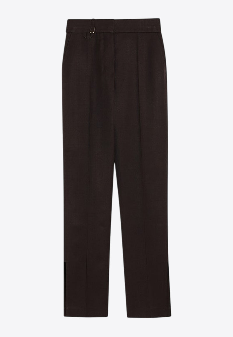 Jacquemus Tailored Pants in Silk-Blend Dark Brown 24H243PA0381562/Q_JACQM-880
