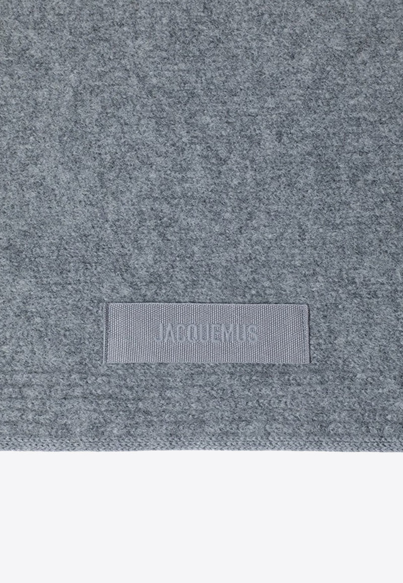 Jacquemus Gros Grain Logo Wool-Blend Scarf Gray 24HACU00669AK00227/R_JACQM-970
