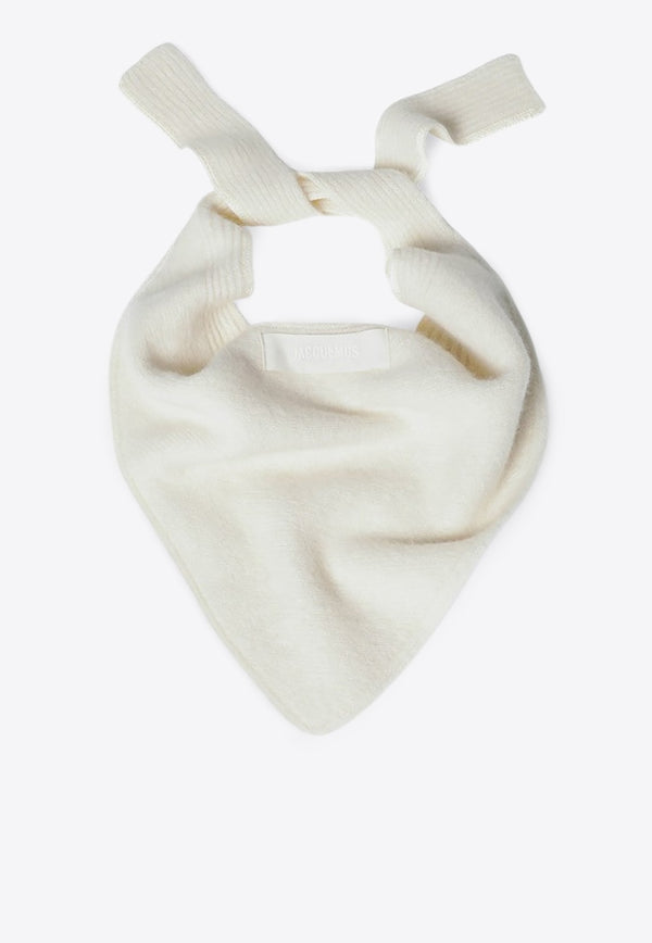 Jacquemus Gros Grain Logo Wool-Blend Scarf White 24HACU006DAK00227/R_JACQM-110