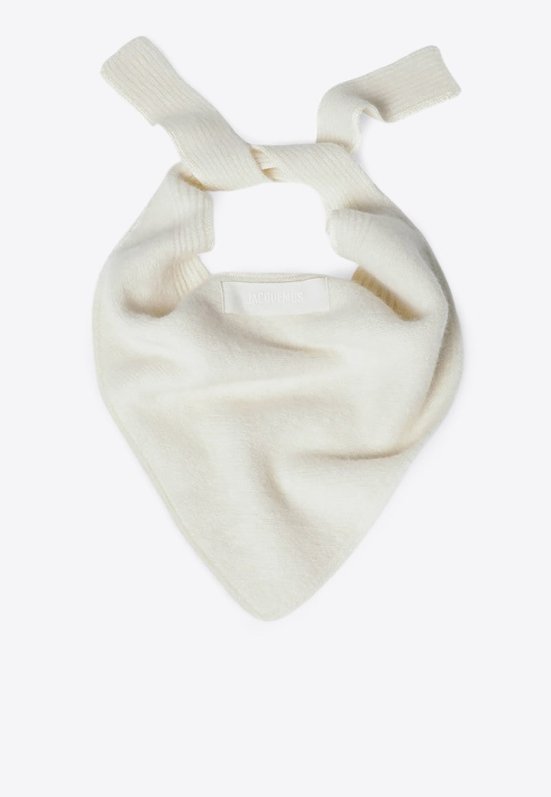 Jacquemus Gros Grain Logo Wool-Blend Scarf White 24HACU006DAK00227/R_JACQM-110