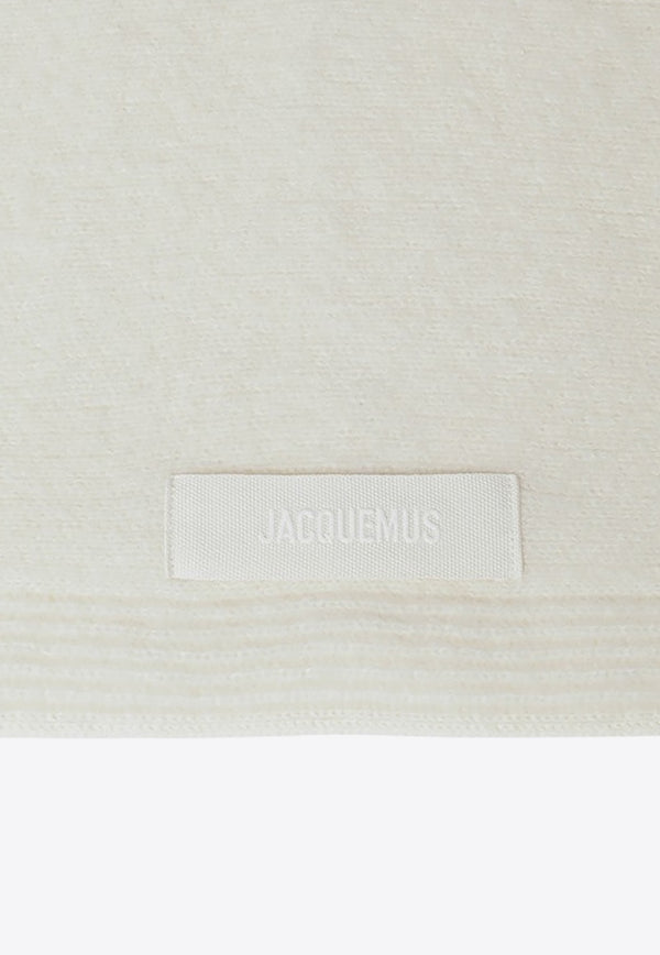 Jacquemus Gros Grain Logo Wool-Blend Scarf White 24HACU006DAK00227/R_JACQM-110