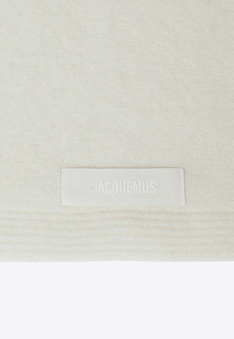 Jacquemus Gros Grain Logo Wool-Blend Scarf White 24HACU006DAK00227/R_JACQM-110