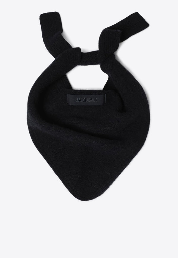 Jacquemus Gros Grain Logo Wool-Blend Scarf Black 24HACU006DAK00227/R_JACQM-990