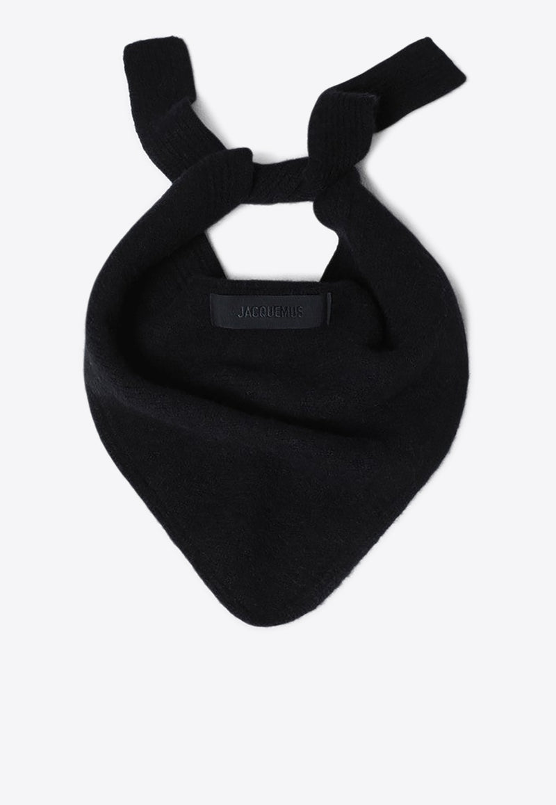 Jacquemus Gros Grain Logo Wool-Blend Scarf Black 24HACU006DAK00227/R_JACQM-990