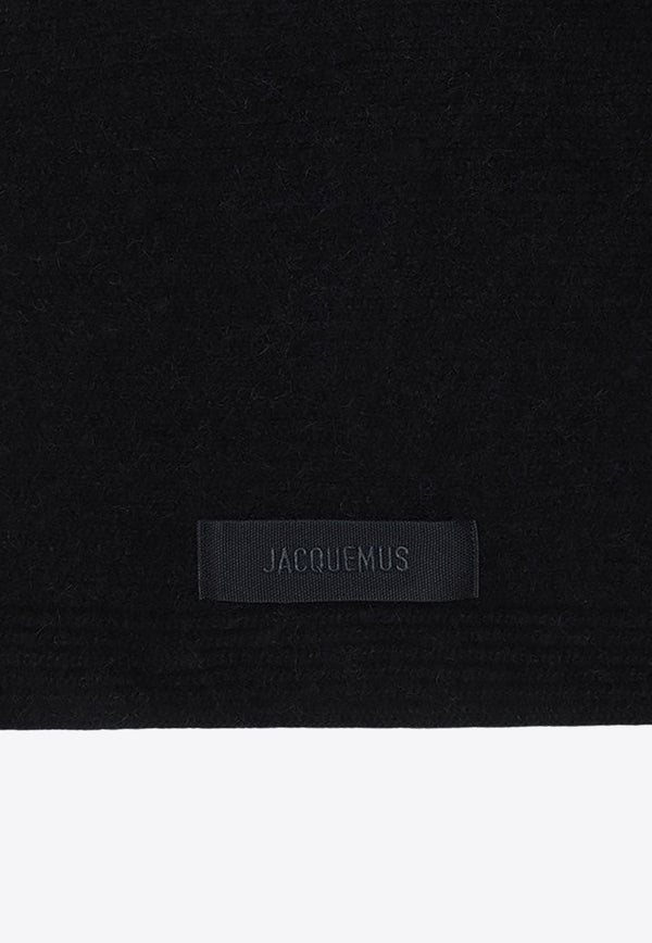 Jacquemus Gros Grain Logo Wool-Blend Scarf Black 24HACU006DAK00227/R_JACQM-990