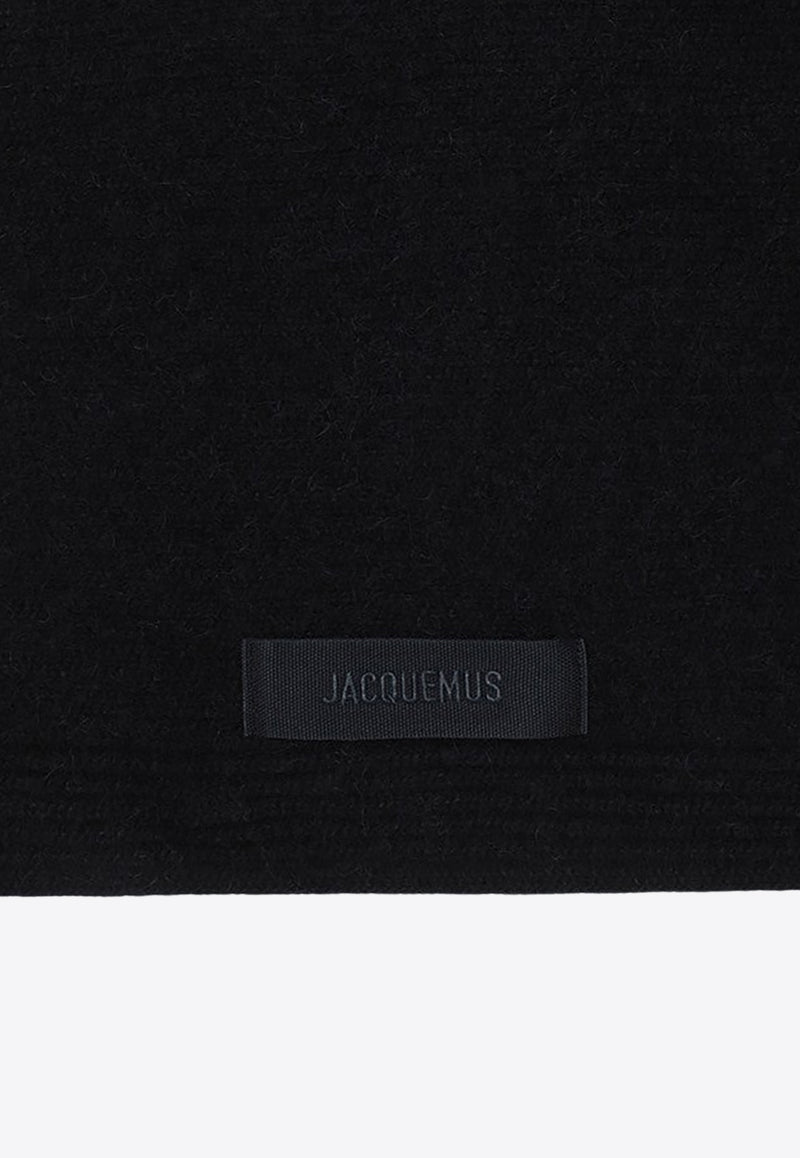 Jacquemus Gros Grain Logo Wool-Blend Scarf Black 24HACU006DAK00227/R_JACQM-990