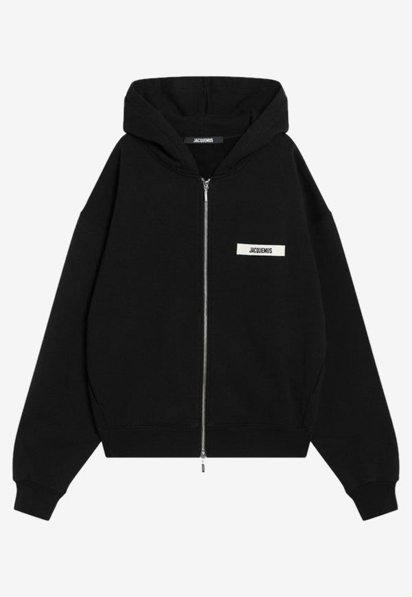 Jacquemus Gros Grain Zip-Up Hooded Sweatshirt Black 24HHOM00257AJ00126/R_JACQM-990