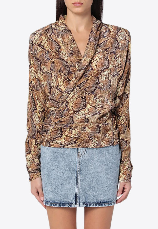 Isabel Marant Marlin Snake Print Blouse Beige 24HHT0544FAB4J02I/P_ISAMA-23SD