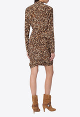 Isabel Marant Cleora Leopard Print Mini Dress  Brown 24HRO0648FAB4J07I/P_ISAMA-99LE