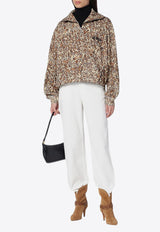 Isabel Marant Wilda Leopard Print Half-Zip Sweatshirt Brown 24HSW0143FAB4M01I/P_ISAMA-99LE