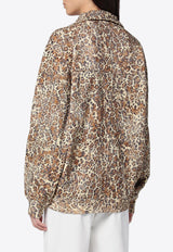 Isabel Marant Wilda Leopard Print Half-Zip Sweatshirt Brown 24HSW0143FAB4M01I/P_ISAMA-99LE