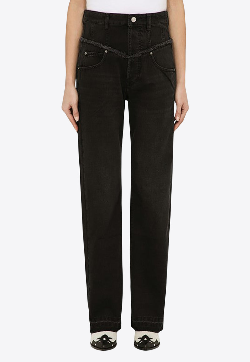 Isabel Marant Frayed Edge Straight-Leg Jeans 24PPA0209FBB1H09I/O_ISAMA-01BK