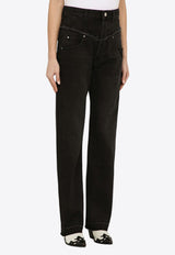 Isabel Marant Frayed Edge Straight-Leg Jeans 24PPA0209FBB1H09I/O_ISAMA-01BK