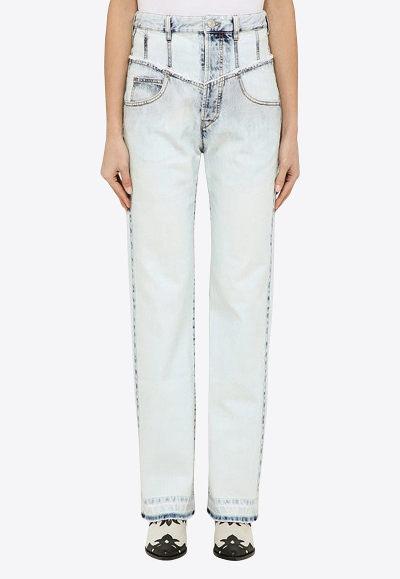 Isabel Marant Frayed Edge Straight-Leg Jeans 24PPA0209FBB1H09I/O_ISAMA-30LU