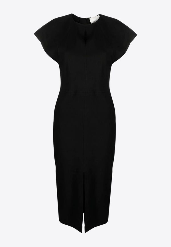 Isabel Marant Mirna Cap-Sleeved Midi Dress 24PRO0368FA-B1F04IBLACK
