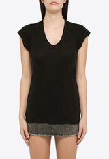 Isabel Marant Etoile Short-Sleeved Linen T-shirt 24PTS0014FBB1N17E/O_ISAET-01BK