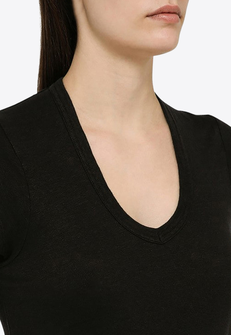 Isabel Marant Etoile Short-Sleeved Linen T-shirt 24PTS0014FBB1N17E/O_ISAET-01BK
