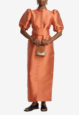 DESTREE Puff-Sleeved Satin Maxi Dress Orange 24R4DRE93967ORANGE