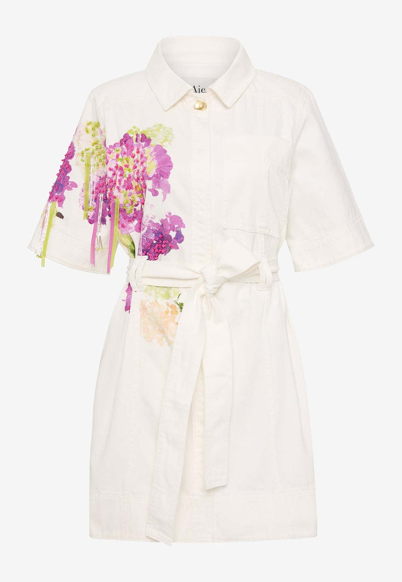 Aje Floral Denim Mini Shirt Dress 24RE5323WHITE MULTI
