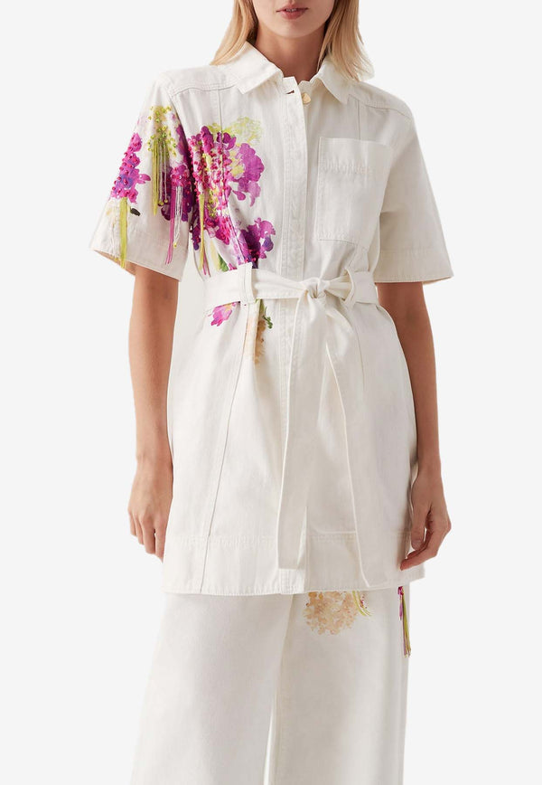 Aje Floral Denim Mini Shirt Dress 24RE5323WHITE MULTI
